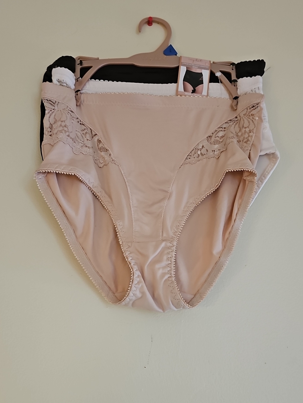High-Waist Lace-Trim Briefs - Nude (3-Pack)